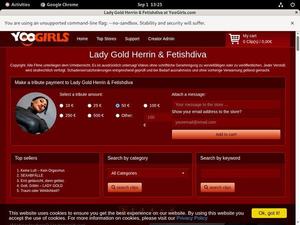 Free Account In Lady Gold Fetishdiva